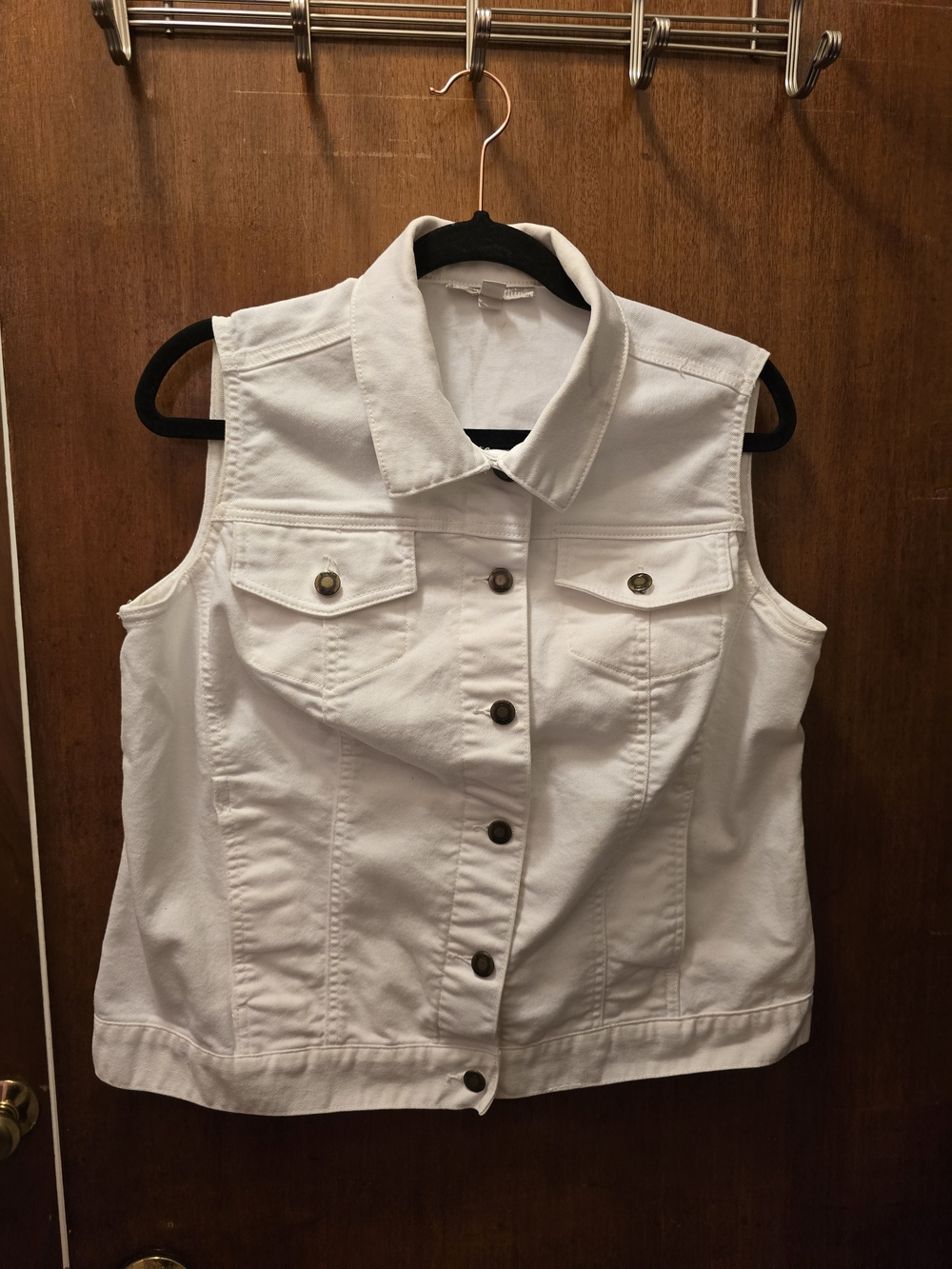 Woman Within White Sleeveless Denim Vest